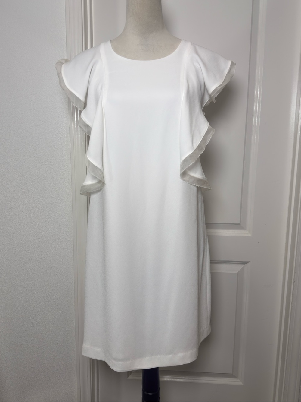 Club Monaco White Ruffle Sleeve Mini Dress